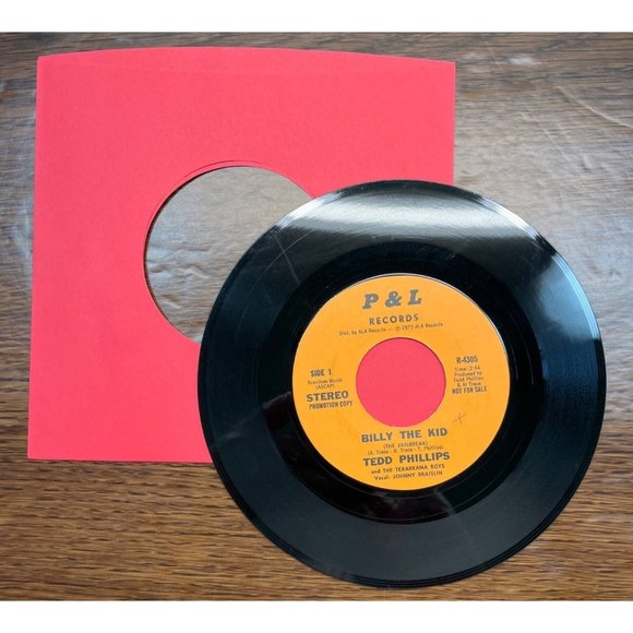 Tedd Phillips Billy the Kid / Deputy Marshal Theme 45 Country Promo P & L 4306 - Picture 3 of 4